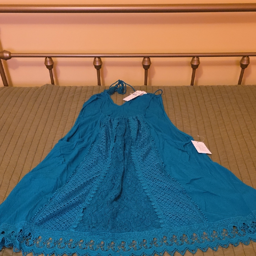 Taylor & Sage Teal Lace Tank Top